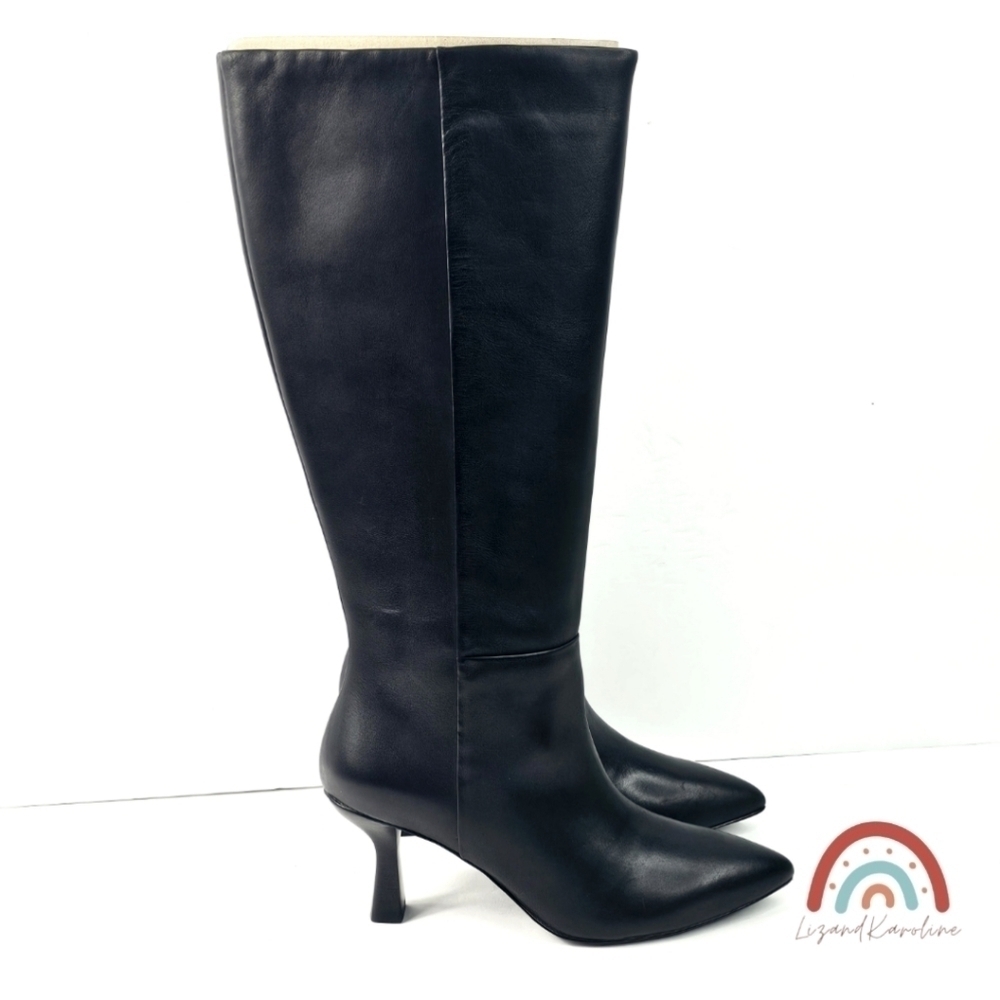 New! Madewell The Justine Knee Boot with Extended Calf in Black Leather - Picture 5 of 16